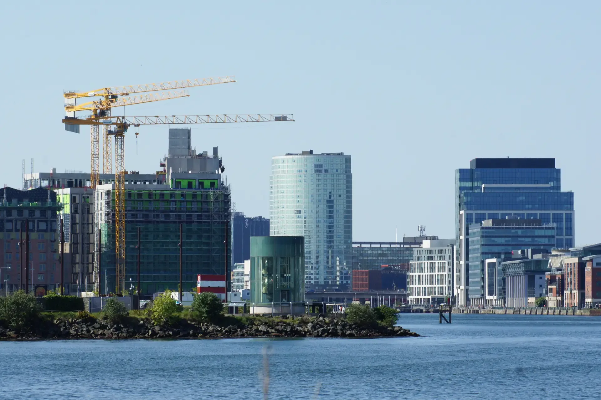 Tall buildings seen from Titanic Quarter Belfast