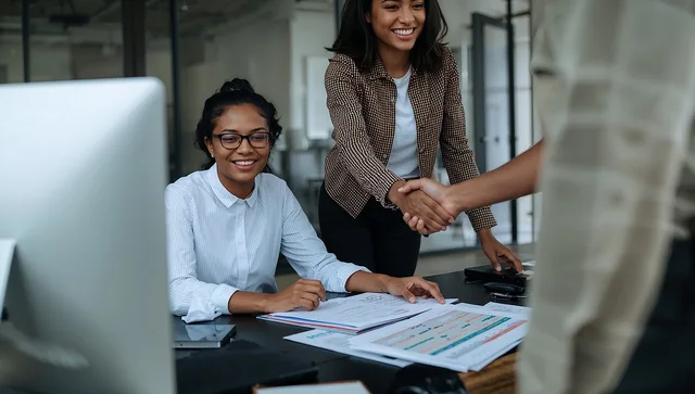 business, office, collaboration, teamwork, meeting, handshake, agreement, success, professional, women, diversity, inclusion, corporate, workplace, partnership, deal, negotiation, strategy, planning, analysis, documents, computer, desk, modern, ai generated. How to compare sponsorship rates pricing models with a weighted score